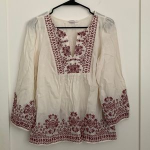 GAP embroidered cotton blouse. Size M womens.